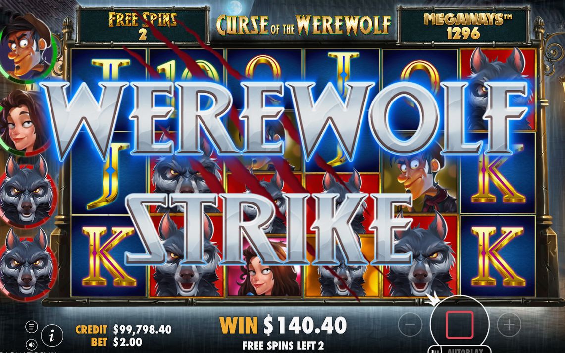 Free Spins-läget när en bybo blir ett Werewolf-ansikte